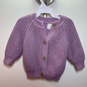 Rococo Baby Girls Lavender Chunky Knit Cardigan Sweater — Size 3M